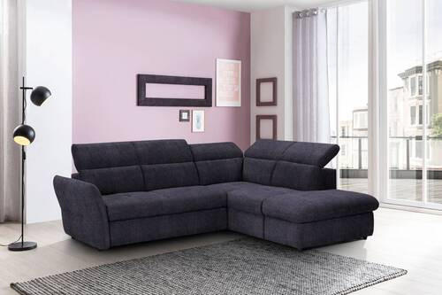 ECKSOFA in Velours Schwarz  254/224 cm  - Schwarz, Design, Kunststoff/Textil (254/224cm) - Stylife