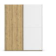 SCHWEBETÜRENSCHRANK 180/223/68 cm 2-türig Weiß, Eichefarben, Chromfarben  - Chromfarben/Eichefarben, Design, Glas/Holz (180/223/68cm) - Novel