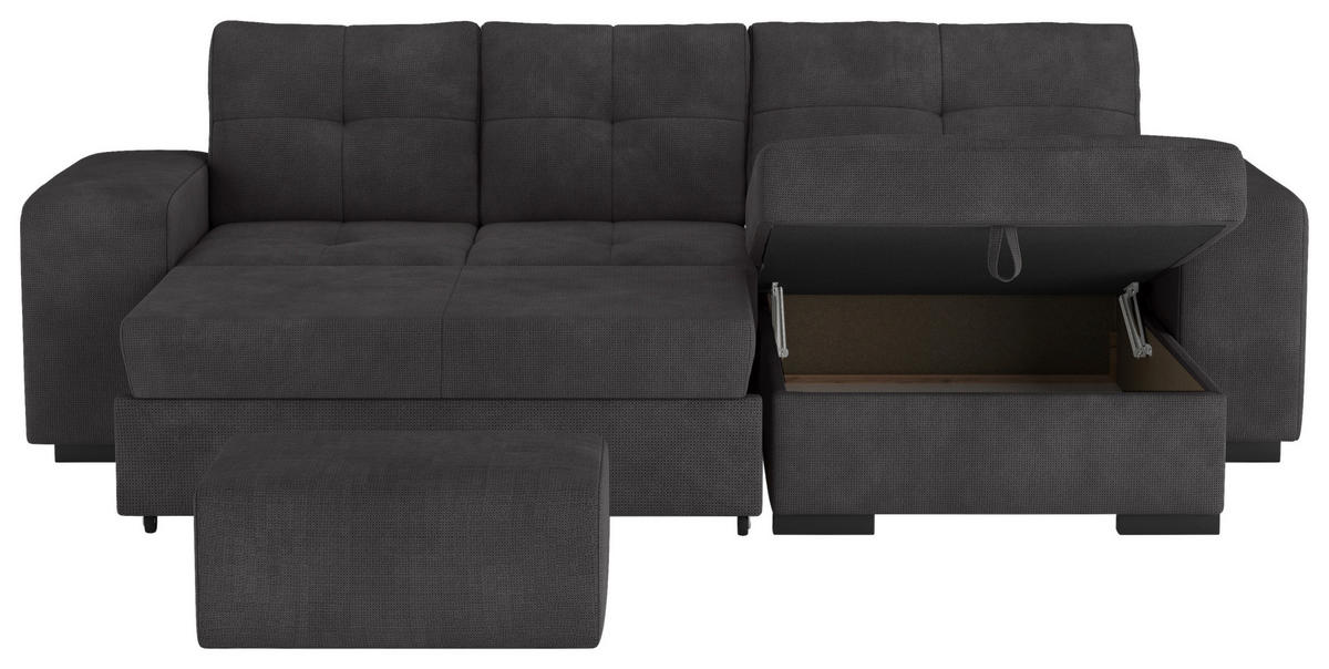 ECKSCHLAFSOFA in Mikrofaser Schwarz  - Schwarz, MODERN, Kunststoff/Textil (268/156cm) - MID.YOU