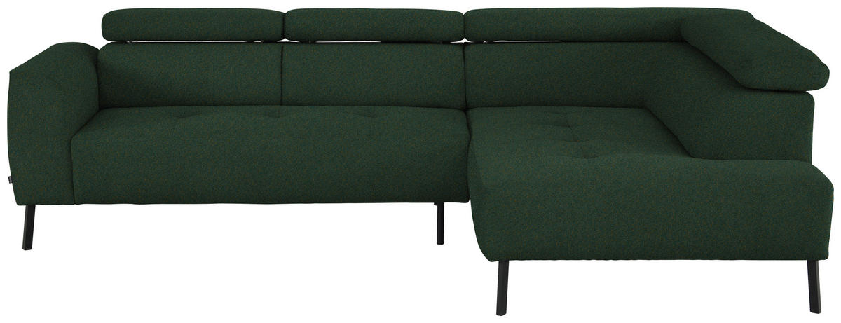 ECKSOFA in Struktur Grün  280/205 cm  - Schwarz/Grün, Design, Textil/Metall (280/205cm) - Xora