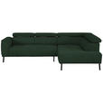 ECKSOFA in Struktur Grün  280/205 cm  - Schwarz/Grün, Design, Textil/Metall (280/205cm) - Xora