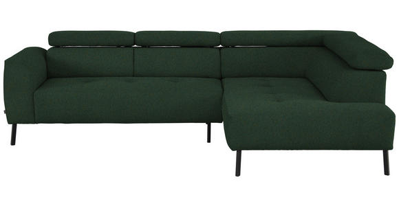 ECKSOFA in Struktur Grün  280/205 cm  - Schwarz/Grün, Design, Textil/Metall (280/205cm) - Xora