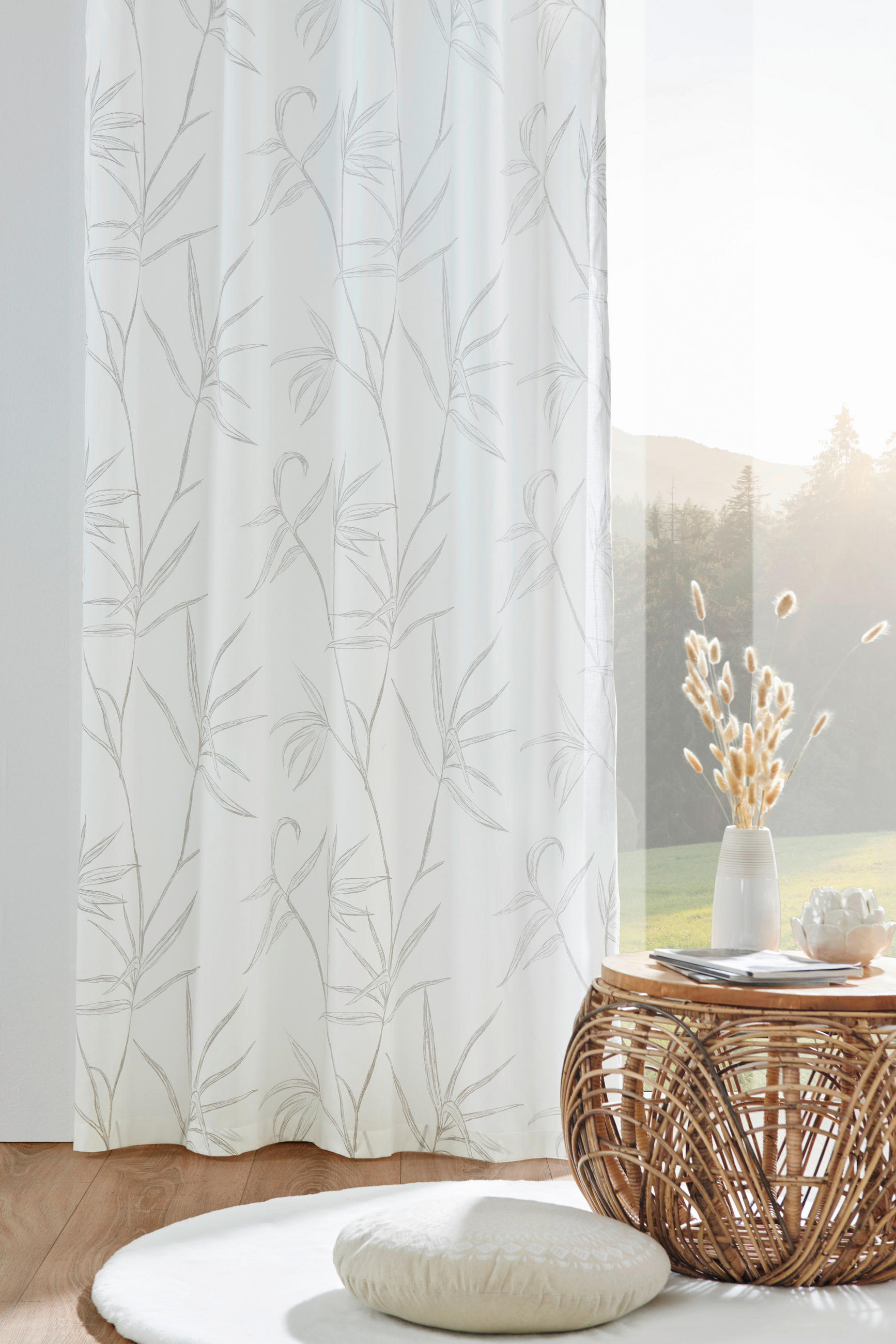 HOTOVÝ ZÁVĚS, průhledné, 140/255 cm - bílá/barvy stříbra, Konvenční, textil (140/255cm) - Bio:Vio