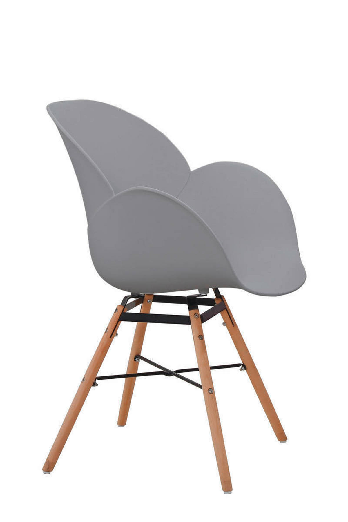 STUHL-SET 2 Stück  in Eisen Holz, Metall, Kunststoff  - Grau, Design, Holz/Kunststoff (59/83,5/57,5cm) - Kayoom
