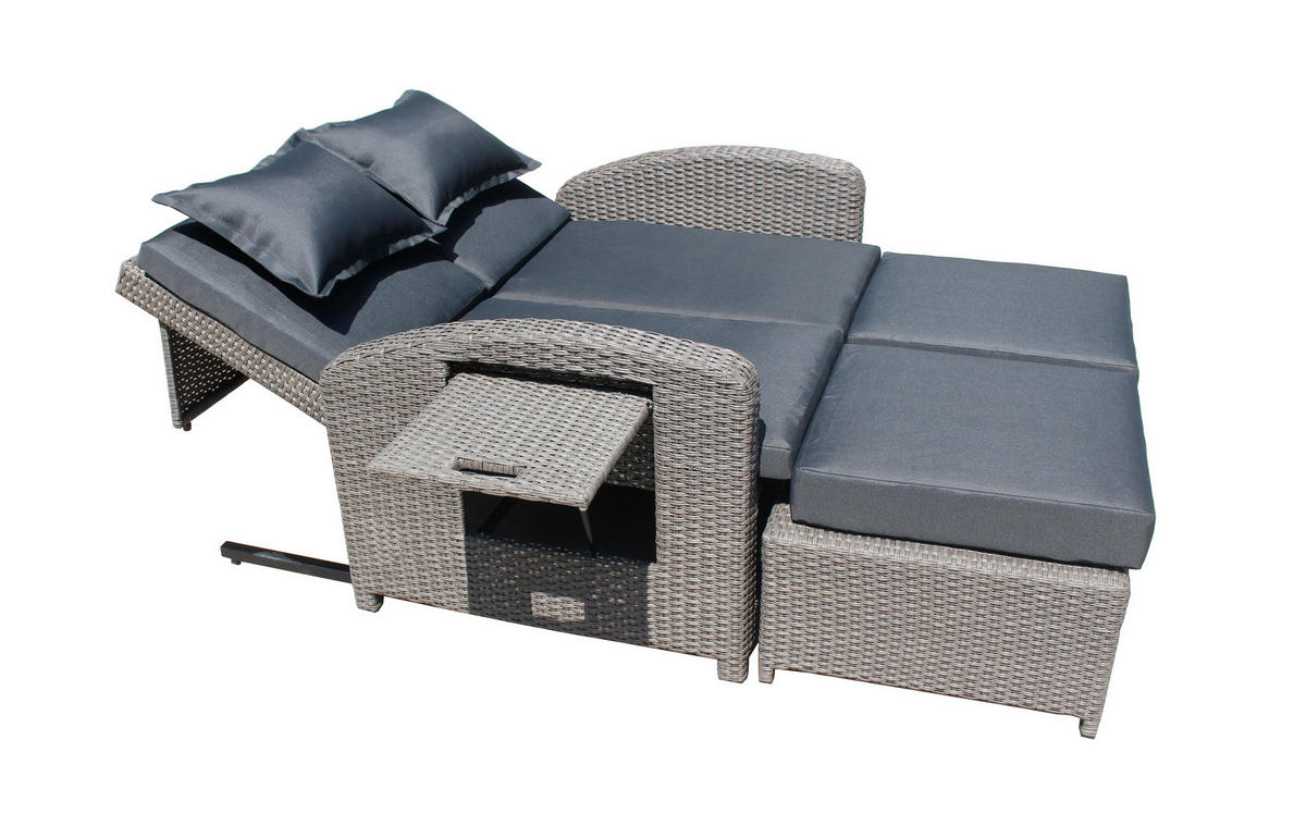 LOUNGESOFA Stahl  - Schwarz, Basics, Kunststoff/Textil - Gardenson