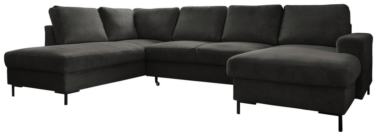 WOHNLANDSCHAFT in Cord Grau  - Schwarz/Grau, Design, Textil/Metall (197/303/148cm) - MID.YOU