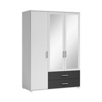 OMARA ZA OBLAČILA, barve grafita, bela  - bela/barve aluminija, Konvencionalno, umetna masa/steklo (125/190/51cm) - Carryhome