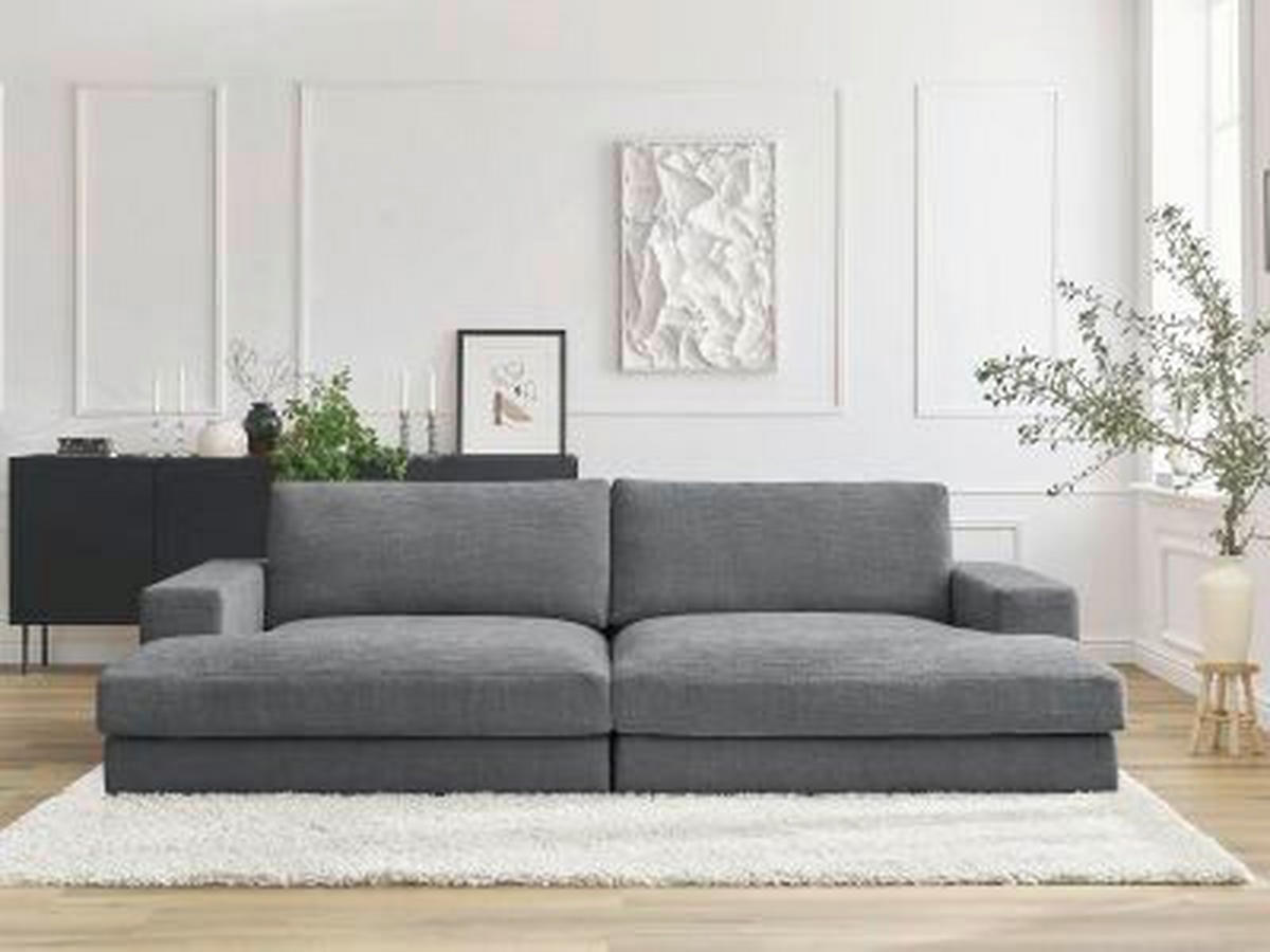 BIGSOFA LEONARD Struktur Dunkelgrau  - Dunkelgrau/Schwarz, MODERN, Kunststoff/Textil (274/77/159cm)