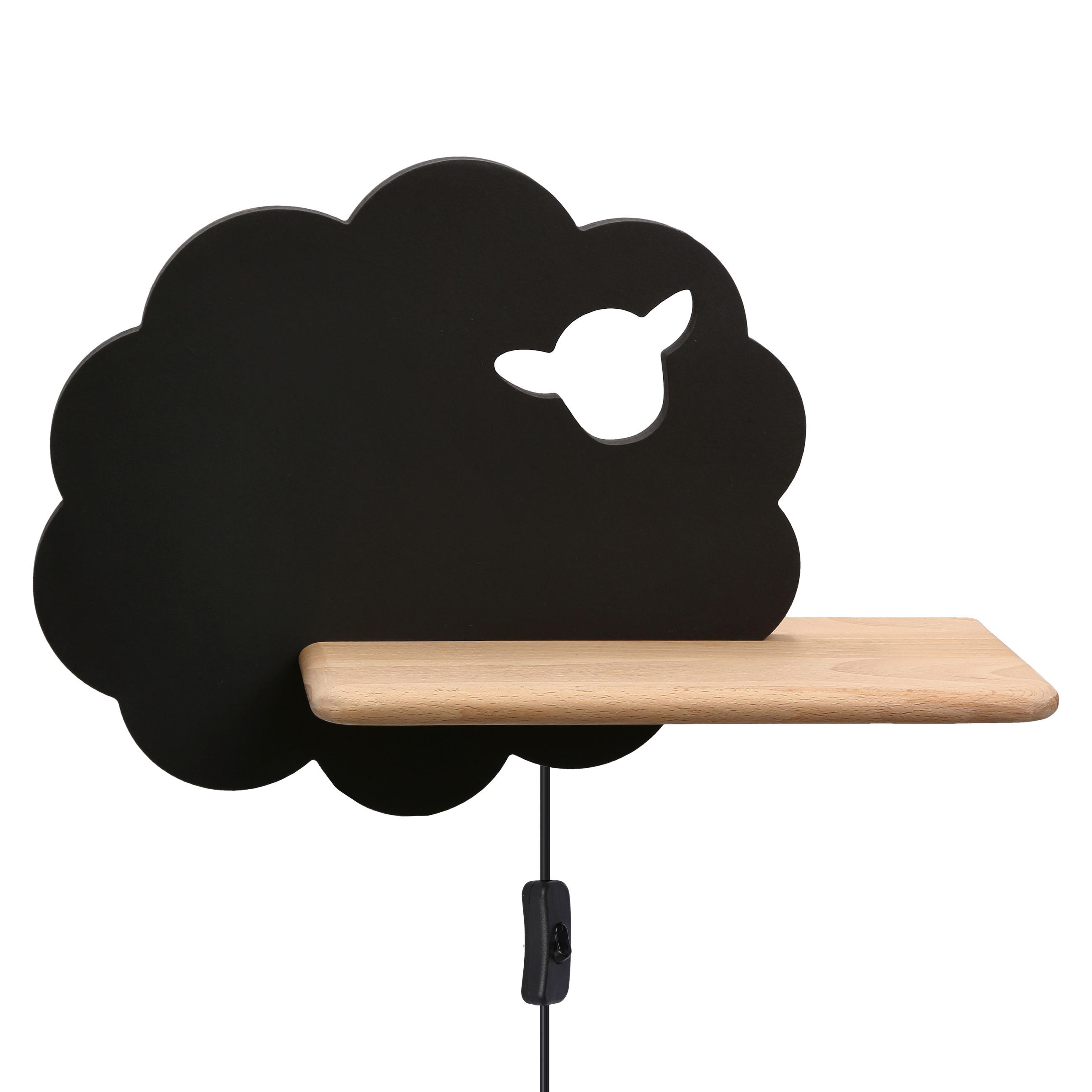 VÄGGLAMPA FÖR BARN Sheep 36/12/24 cm   - svart, Basics, metall/trämaterial (36/12/24cm)