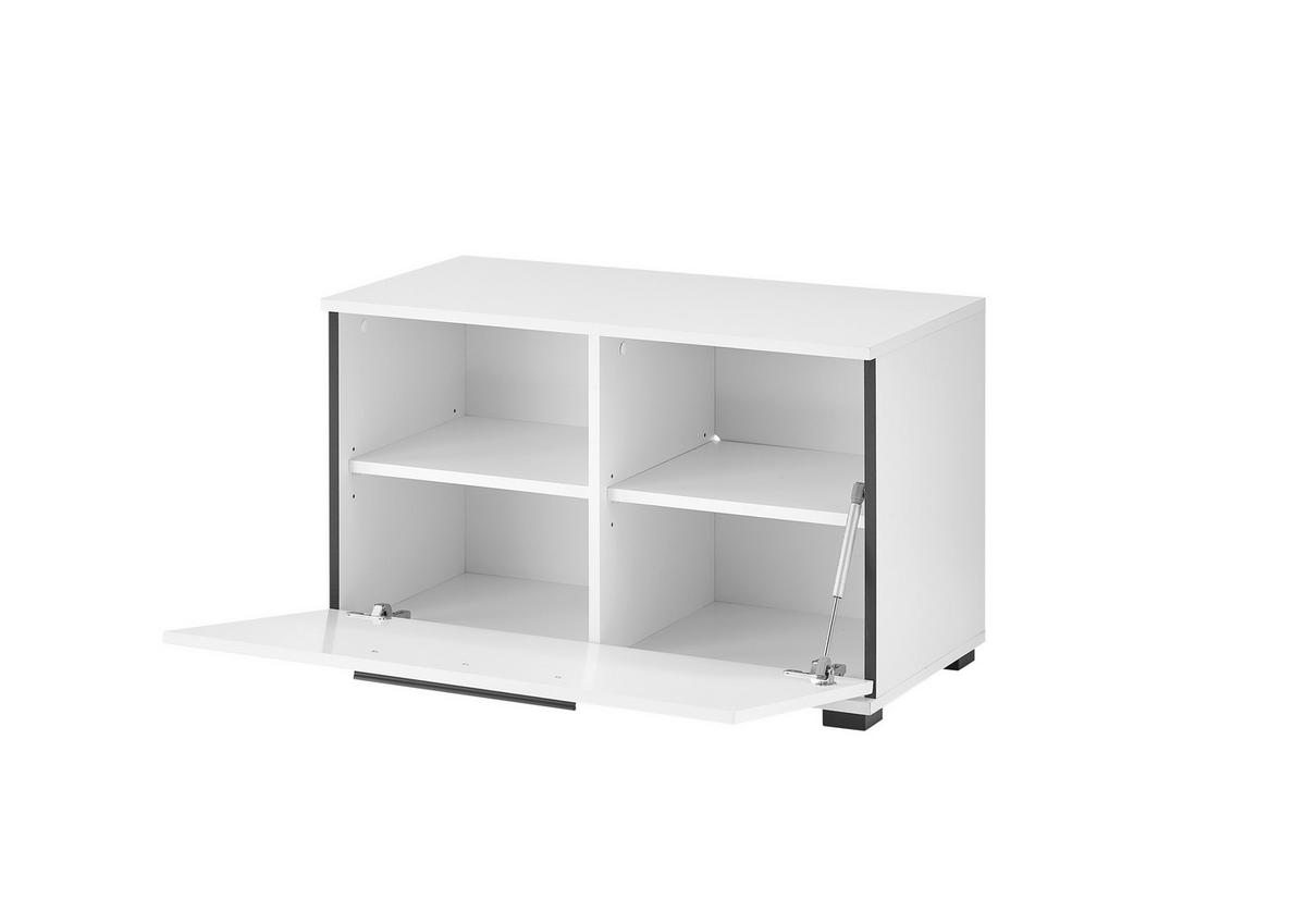 GARDEROBENBANK  in 80/50/42 cm  - Weiß Hochglanz/Schwarz, MODERN, Holzwerkstoff/Kunststoff (80/50/42cm) - MID.YOU