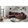 ECKSOFA Aubergine Velours  - Aubergine/Schwarz, KONVENTIONELL, Kunststoff/Textil (218/275cm) - Carryhome