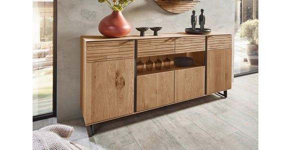 SIDEBOARD Eichefarben  192/94/44 cm  - Eichefarben/Anthrazit, Natur, Glas/Holz (192/94/44cm) - Valnatura