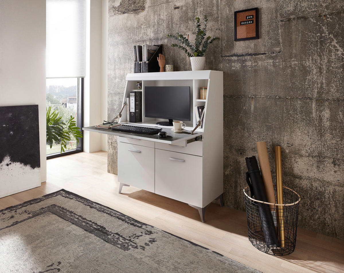 SEKRETÄR  Kabeldurchlass, Stauraum  - Schwarz/Alufarben, LIFESTYLE, Holzwerkstoff/Kunststoff (98/124/42cm) - Carryhome