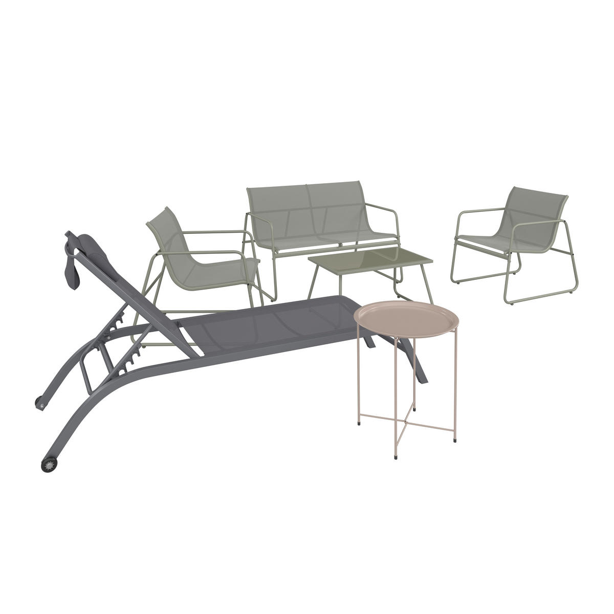 LOUNGEGARNITUR Eisen  - Grün, MODERN, Glas/Textil - Ambia Garden