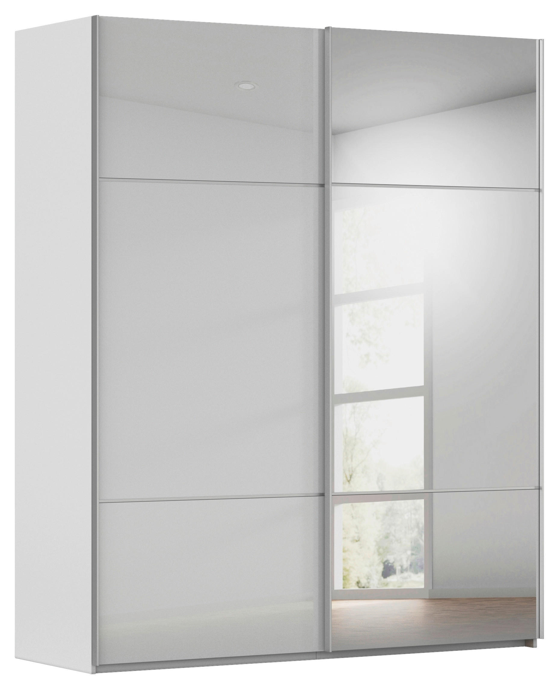 SCHWEBETÜRENSCHRANK in Grau  - Alufarben/Grau, Konventionell, Glas/Holzwerkstoff (201/223/68cm) - Novel