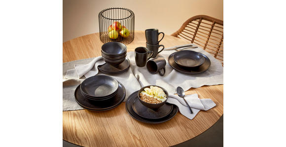 KOMBISERVICE Black Pearl 20-teilig - Schwarz, Design, Keramik - Novel