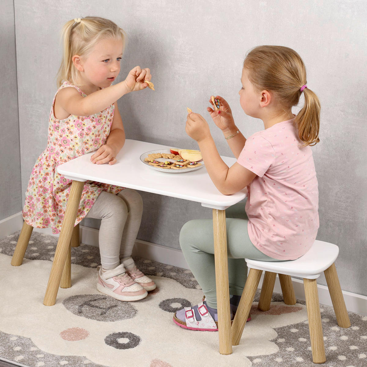KINDERSITZGRUPPE Weiß, Kieferfarben  - Weiß/Kieferfarben, Basics, Holz/Holzwerkstoff (38/43,5/58cm) - Kesper