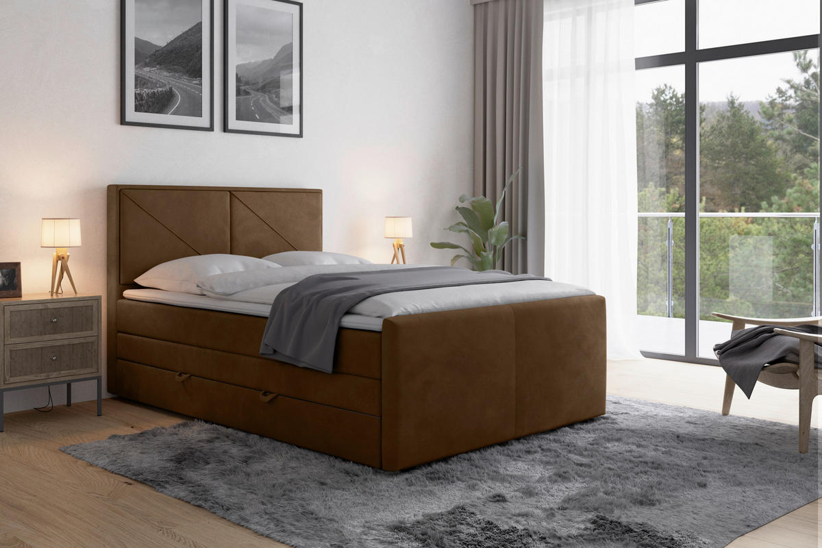 BOXSPRINGBETT 140/200 cm  in Braun  - Braun, Modern, Holz/Kunststoff (140/200cm) - MID.YOU