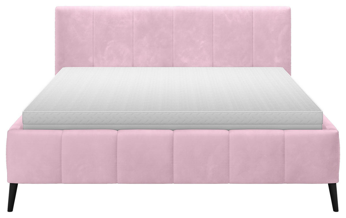 POLSTERBETT 160/200 cm  in Rosa  - Schwarz/Naturfarben, Trend, Holz/Textil (160/200cm) - home24
