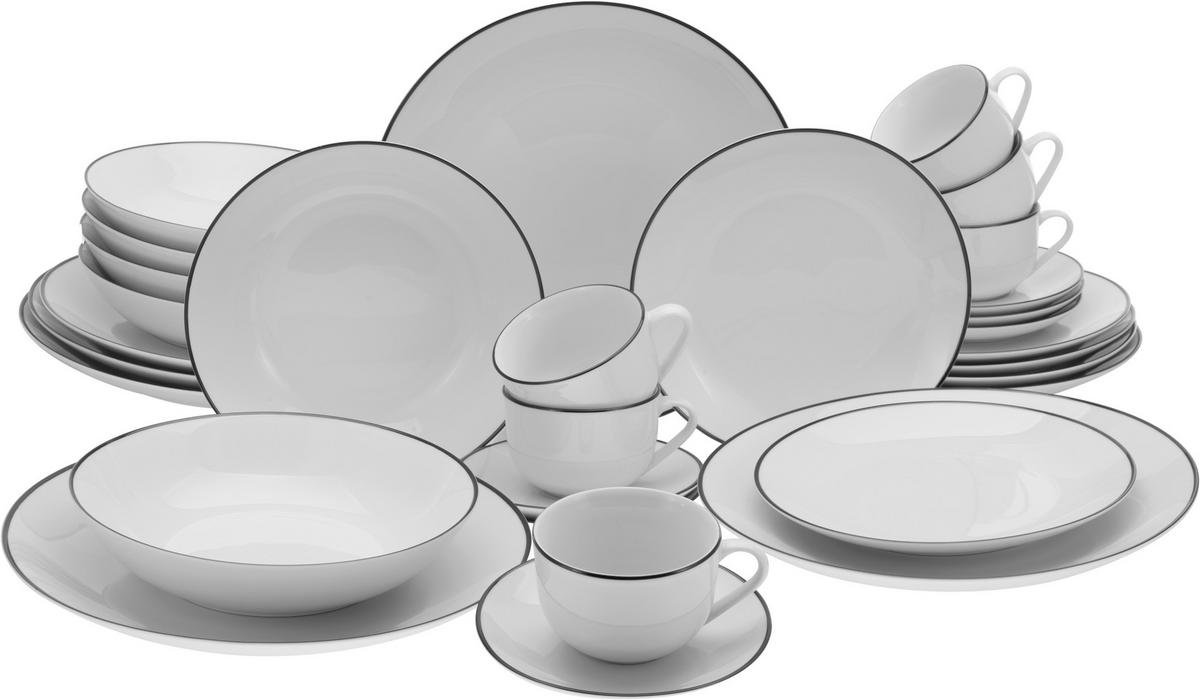 KOMBINOVANÝ SERVIS, 30-dielne, porcelán - čierna/biela, Basics, keramika (35/31/32cm) - Creatable