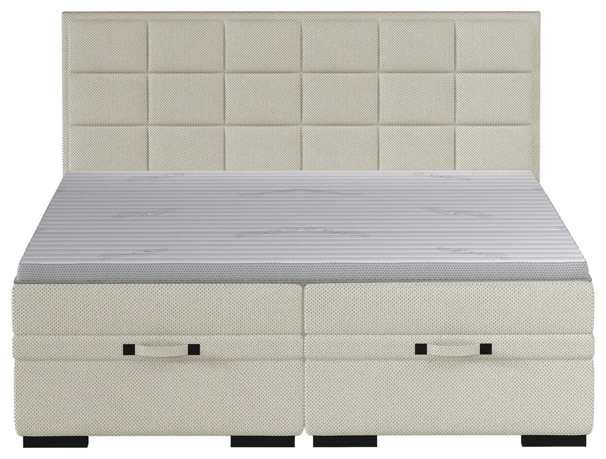 BOXSPRINGBETT 180/200 cm  in Greige  - Greige/Schwarz, KONVENTIONELL, Kunststoff/Textil (180/200cm) - home24