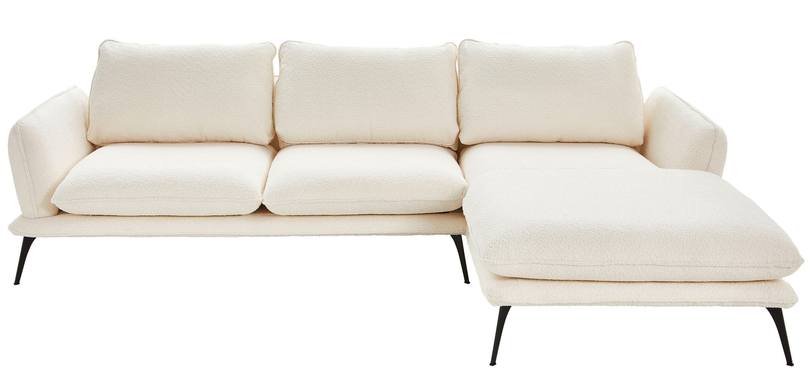 HÖRNSOFFA i bouclé cremefärgad  - svart/cremefärgad, Design, metall/textil (279/194cm) - Best Price