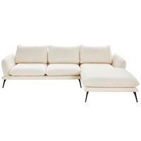 HÖRNSOFFA i bouclé cremefärgad  - svart/cremefärgad, Design, metall/textil (279/194cm) - Best Price