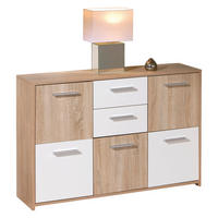 KOMODA, biela, dub sonoma, 115/77/30 cm - biela/dub sonoma, Basics, kompozitné drevo/plast (115/77/30cm) - MID.YOU