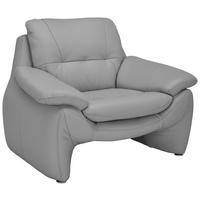 SESSEL in Echtleder Grau  - Silberfarben/Grau, KONVENTIONELL, Leder/Metall (110/91/86cm) - Celina Home