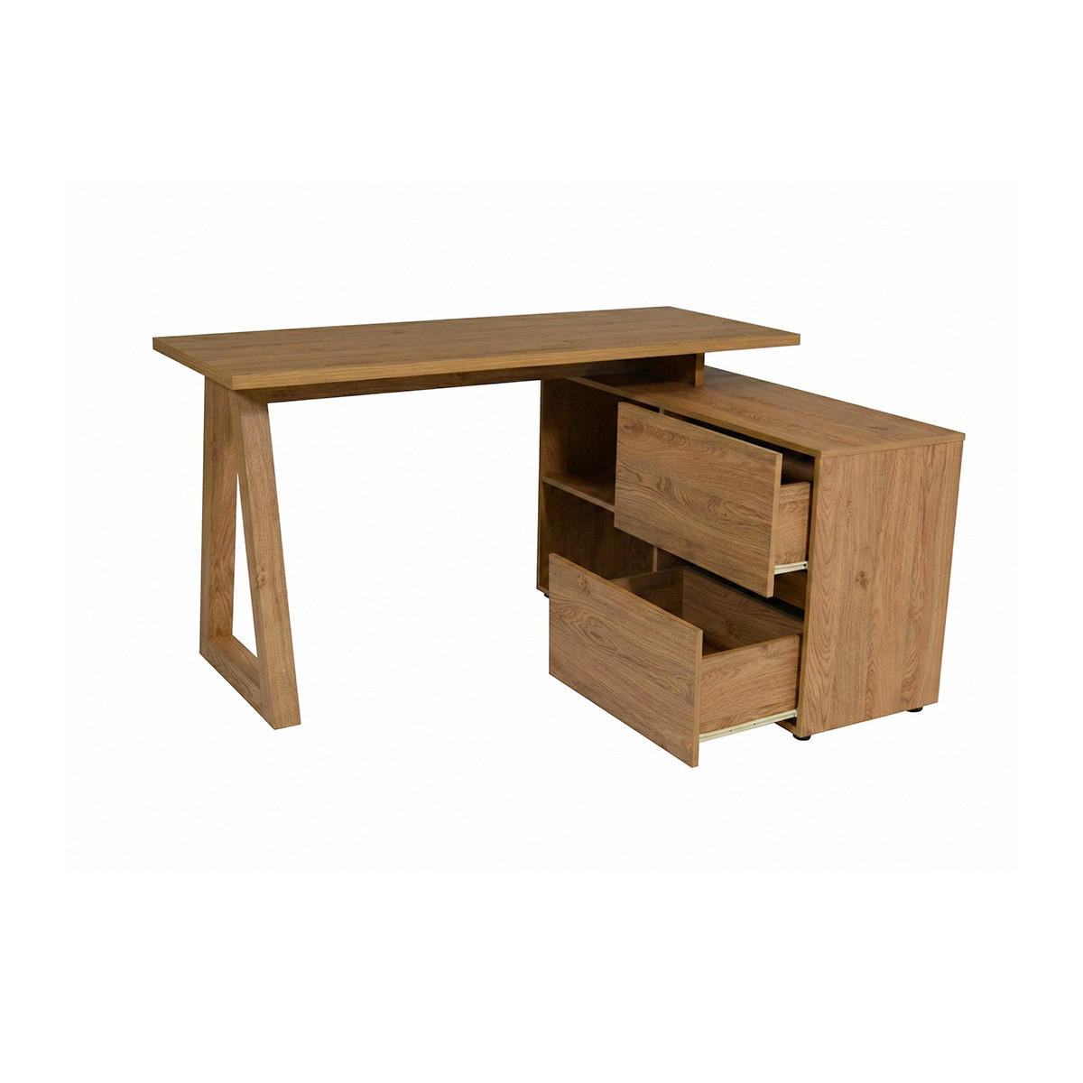 ECKSCHREIBTISCH 140/110/76 cm Eichefarben Stauraum, seitenverkehrt montierbar  - Eichefarben, Design, Holzwerkstoff (140/110/76cm) - MID.YOU