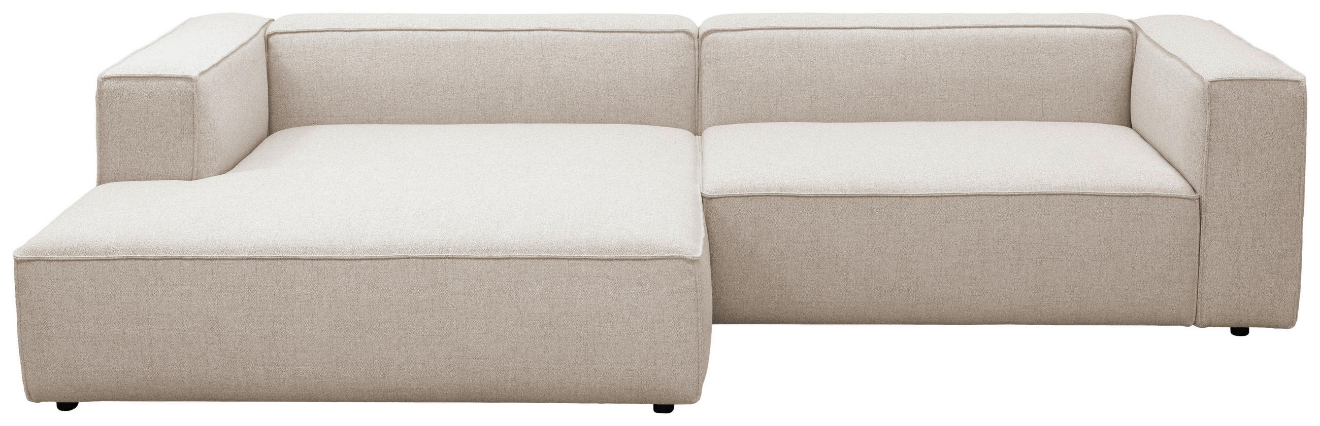 ECKSOFA Beige Chenille Rücken echt  - Beige/Schwarz, MODERN, Kunststoff/Textil (185/296cm) - Hom`in