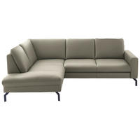 ECKSOFA in Echtleder Hellgrau  - Hellgrau/Schwarz, Design, Leder/Metall (194/250cm) - Beldomo Premium
