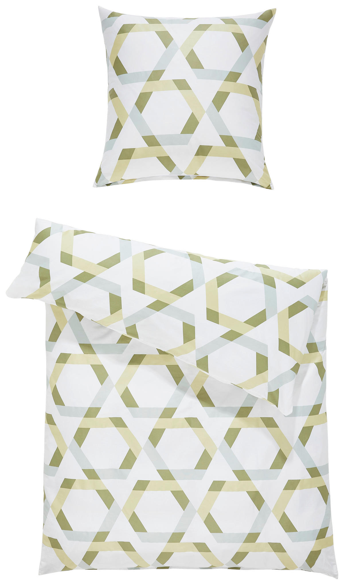 POVLEČENÍ, makosatén, bílá, zelená, 135/200 cm  - bílá/zelená, Konvenční, textil (135/200cm) - Janine