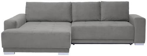 ECKSOFA inkl. Funktionen Hellgrau Flachgewebe  - Silberfarben/Hellgrau, Design, Holz/Textil (195/293cm) - Cantus