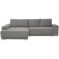 ECKSOFA inkl. Funktionen in Flachgewebe Hellgrau  - Silberfarben/Hellgrau, Design, Holz/Textil (195/293cm) - Cantus