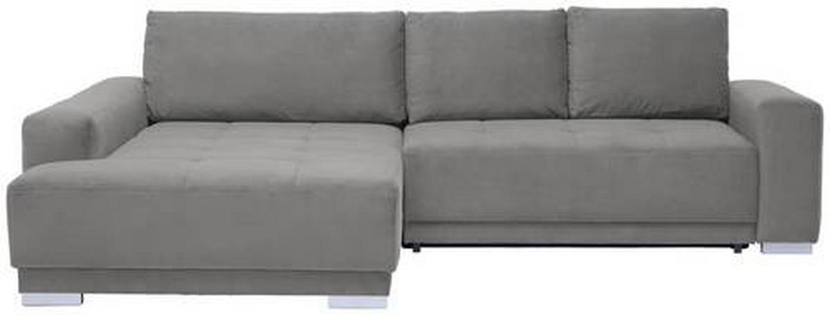 ECKSOFA inkl. Funktionen in Flachgewebe Hellgrau  - Silberfarben/Hellgrau, Design, Holz/Textil (195/293cm) - Cantus