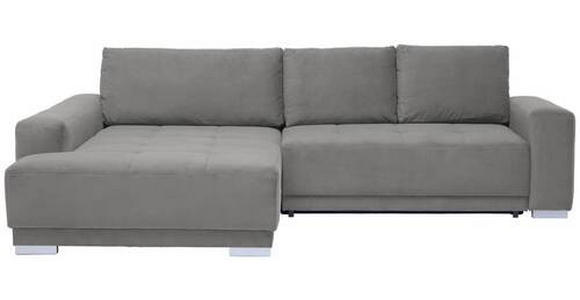 ECKSOFA inkl. Funktionen in Flachgewebe Hellgrau  - Silberfarben/Hellgrau, Design, Holz/Textil (195/293cm) - Cantus