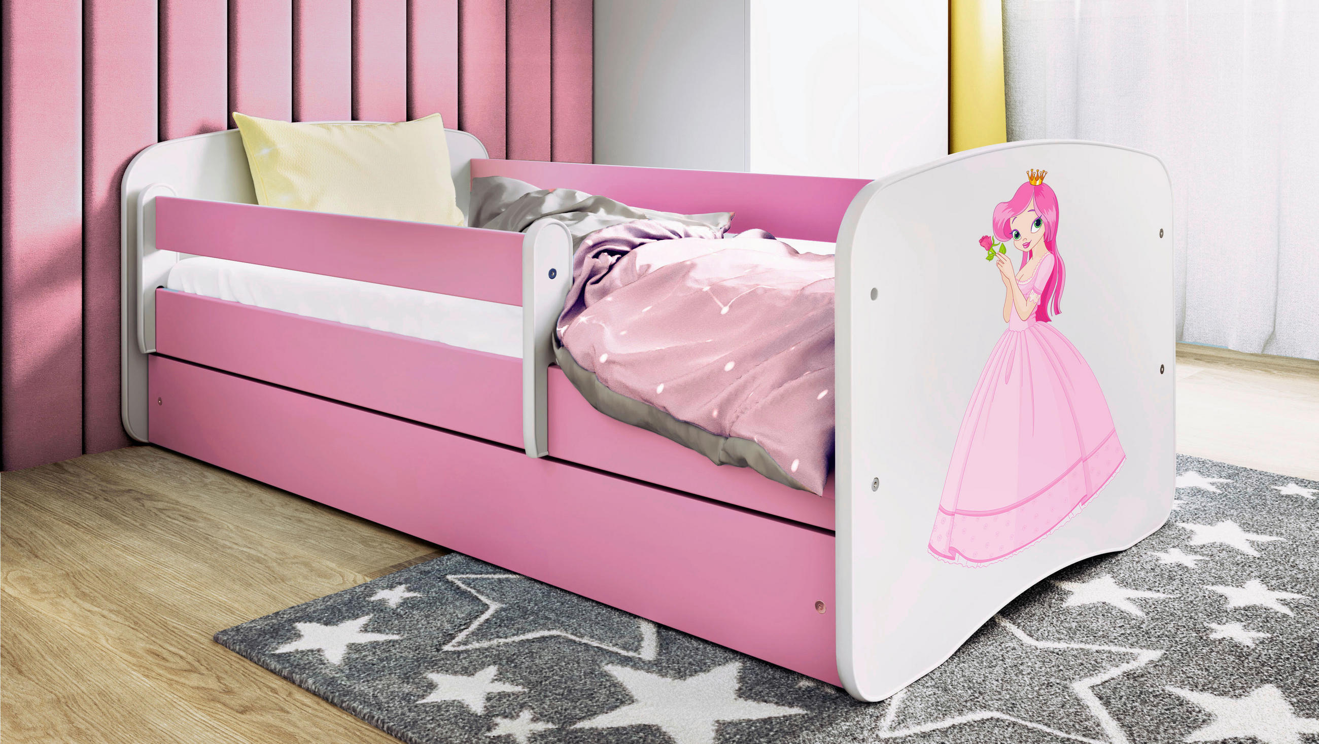 KINDER-/JUNIORBETT 80/160 cm  in Weiß, Pink  - Pink/Birkefarben, MODERN, Holz/Holzwerkstoff (80/160cm) - MID.YOU