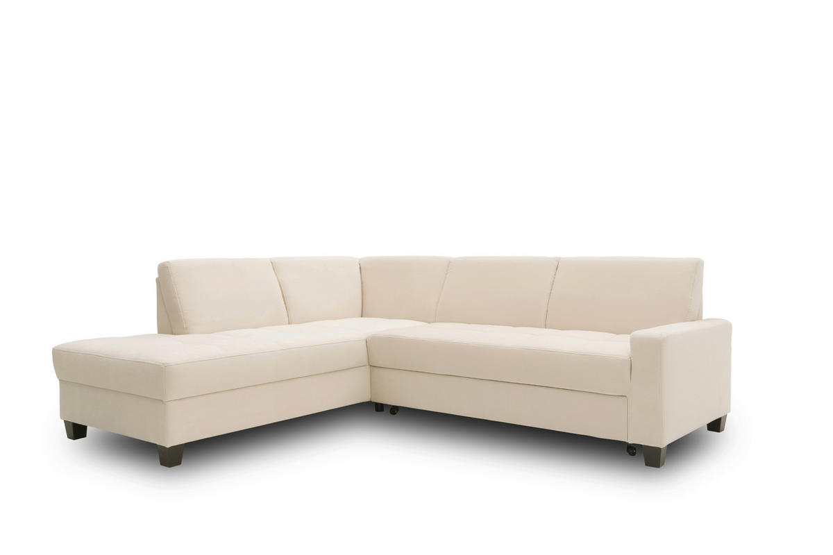 ECKSOFA FLORENTINA Creme Mikrofaser Liegefläche im Originalstoff  - Wengefarben/Creme, Basics, Holz/Textil (210/243cm) - MID.YOU