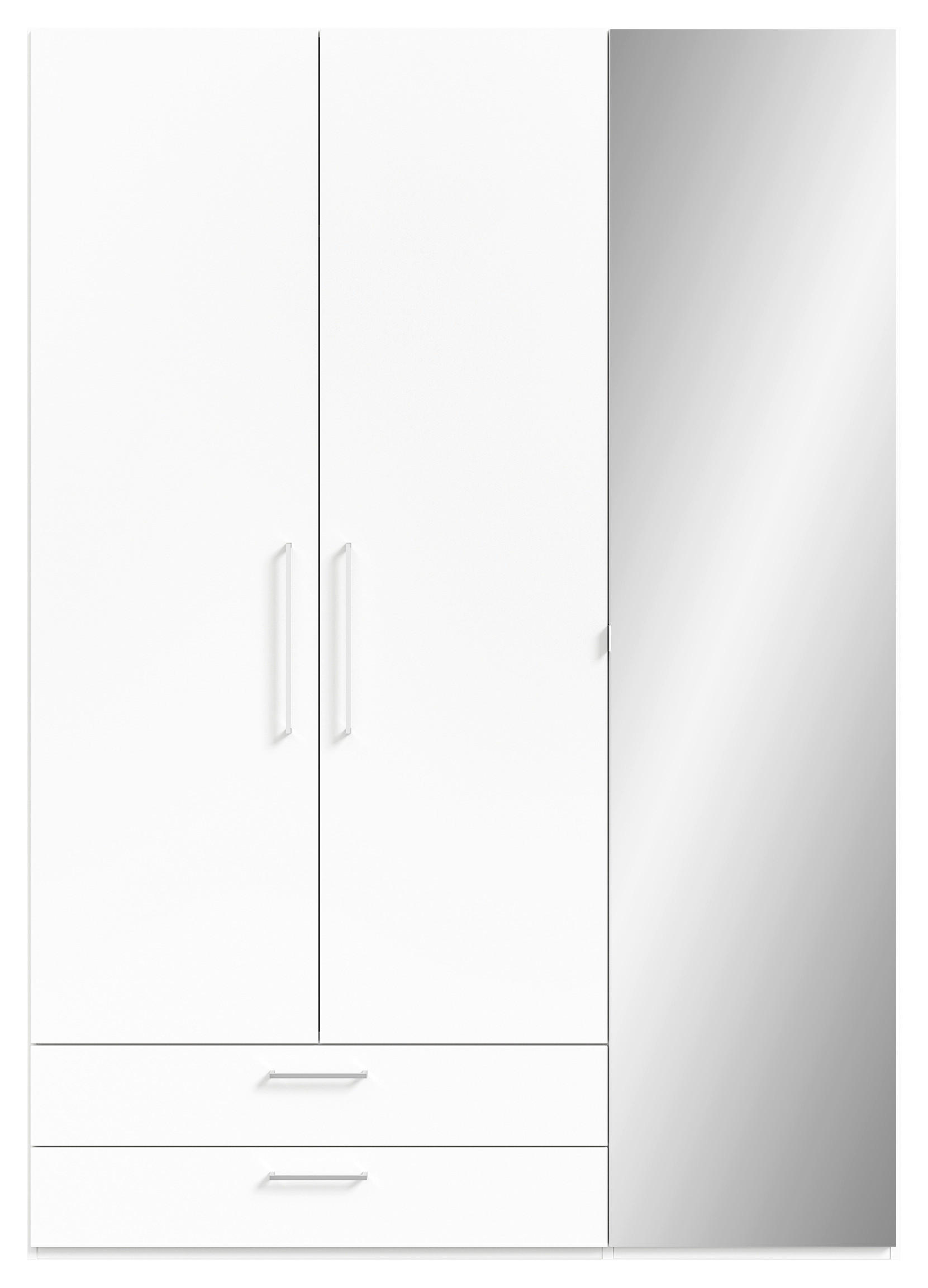 KLEIDERSCHRANK in Weiss  - Weiss/Edelstahlfarben, Design, Glas/Holzwerkstoff (151,3/213,6/59,3cm) - Cantus