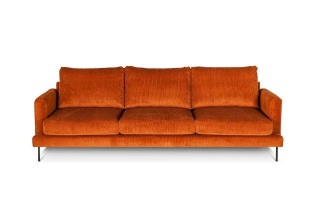 3-SITS SOFFA i orange  - orange/svart, Klassisk, metall/trä (264/98cm) - Chilliano