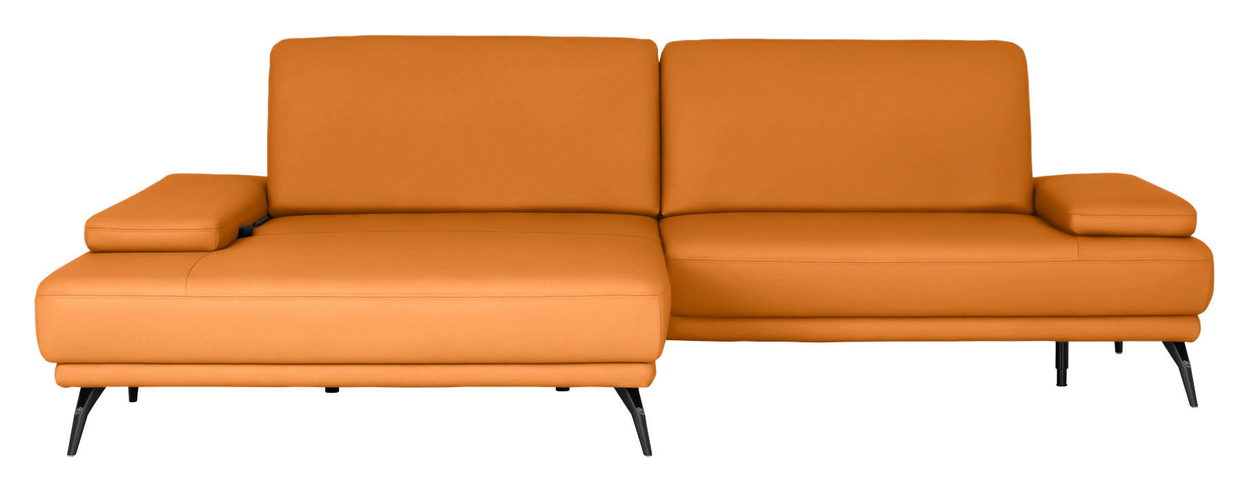 ECKSOFA Echtleder Currygelb  - Currygelb/Schwarz, Konventionell, Leder/Metall (180/301cm) - Joop!