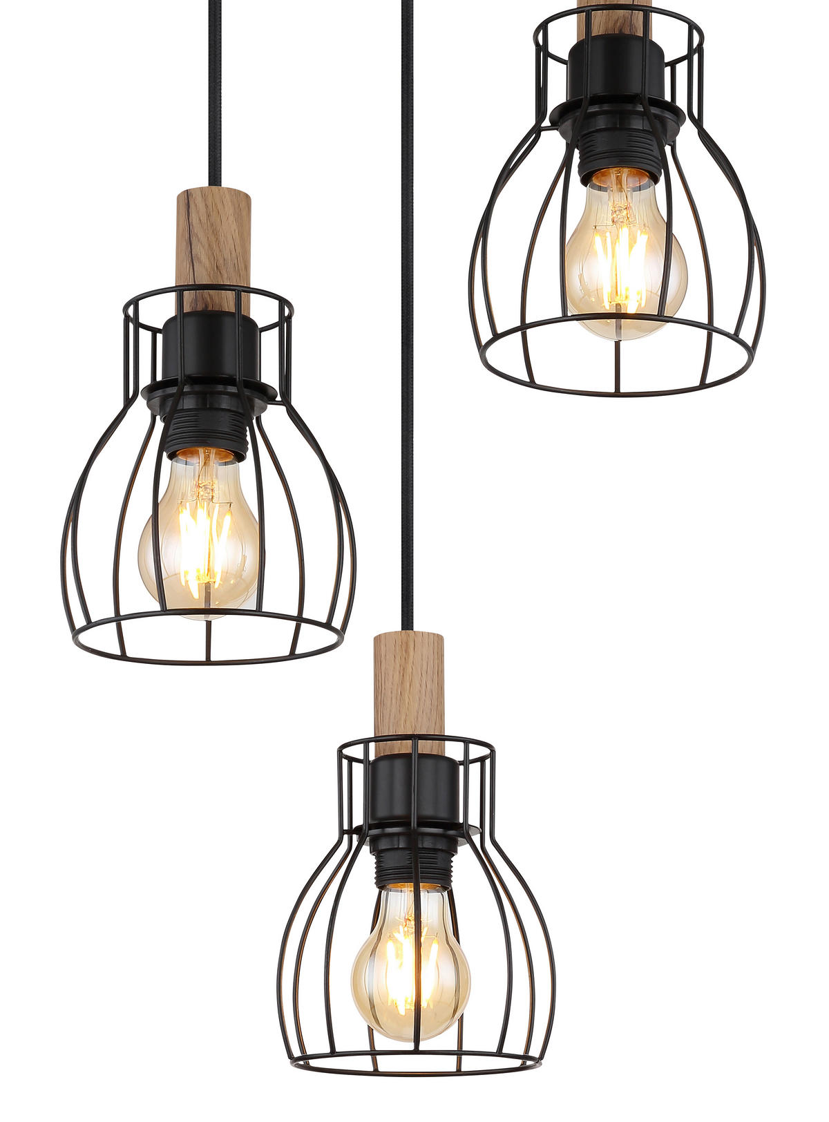 HÄNGELEUCHTE 35,5/120 cm    - Dunkelbraun/Schwarz, Konventionell, Holz/Metall (35,5/120cm) - Globo