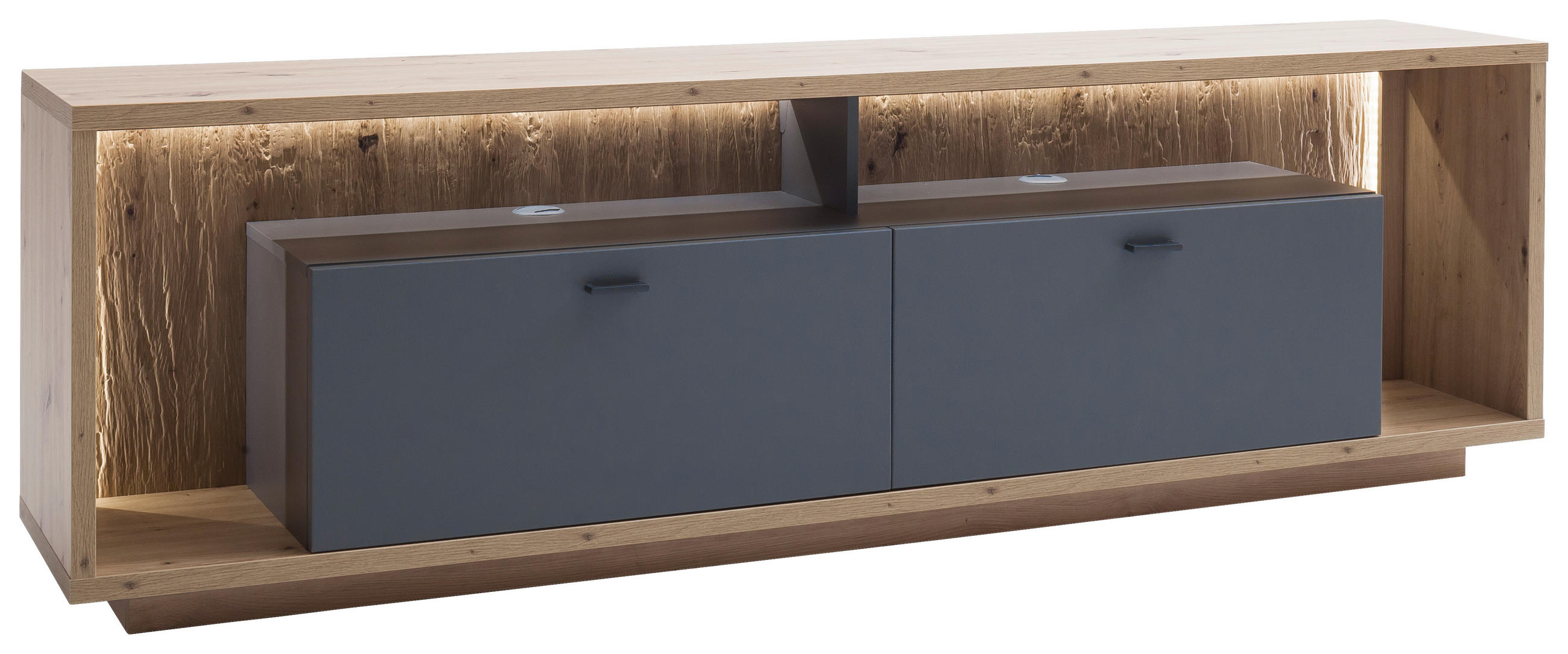 TV-BÄNK 205/63/40 cm  - grå/ekfärgad, Design, metall/trämaterial (205/63/40cm) - MID.YOU