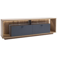 NÍZKA KOMODA, sivá, farba duba, 205/63/40 cm - sivá/farba duba, Design, kov/kompozitné drevo (205/63/40cm)