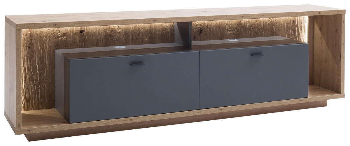 LOWBOARD Colombo 205/63/40 cm  - Eichefarben/Grau, Design, Holzwerkstoff/Metall (205/63/40cm) - MID.YOU