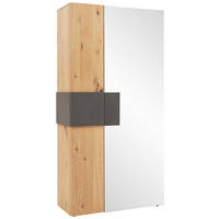 GARDEROBENSCHRANK 97,2/194/43,5 cm  - Eichefarben/Anthrazit, Natur, Glas/Holz (97,2/194/43,5cm) - Voglauer