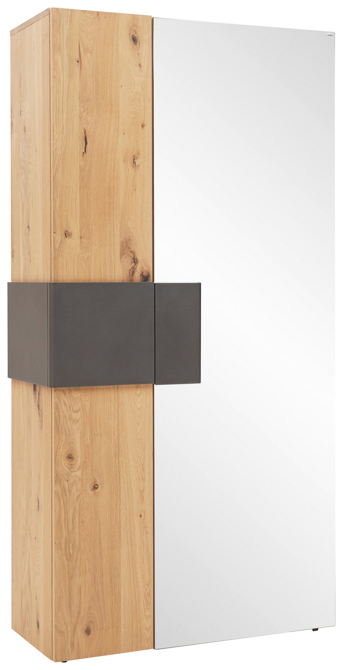 GARDEROBENSCHRANK 97,2/194/43,5 cm  - Eichefarben/Anthrazit, Natur, Glas/Holz (97,2/194/43,5cm) - Voglauer