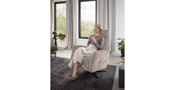 RELAXSESSEL in Textil Hellbraun - Hellbraun/Schwarz, Design, Textil/Metall (78/113/90cm) - Dieter Knoll