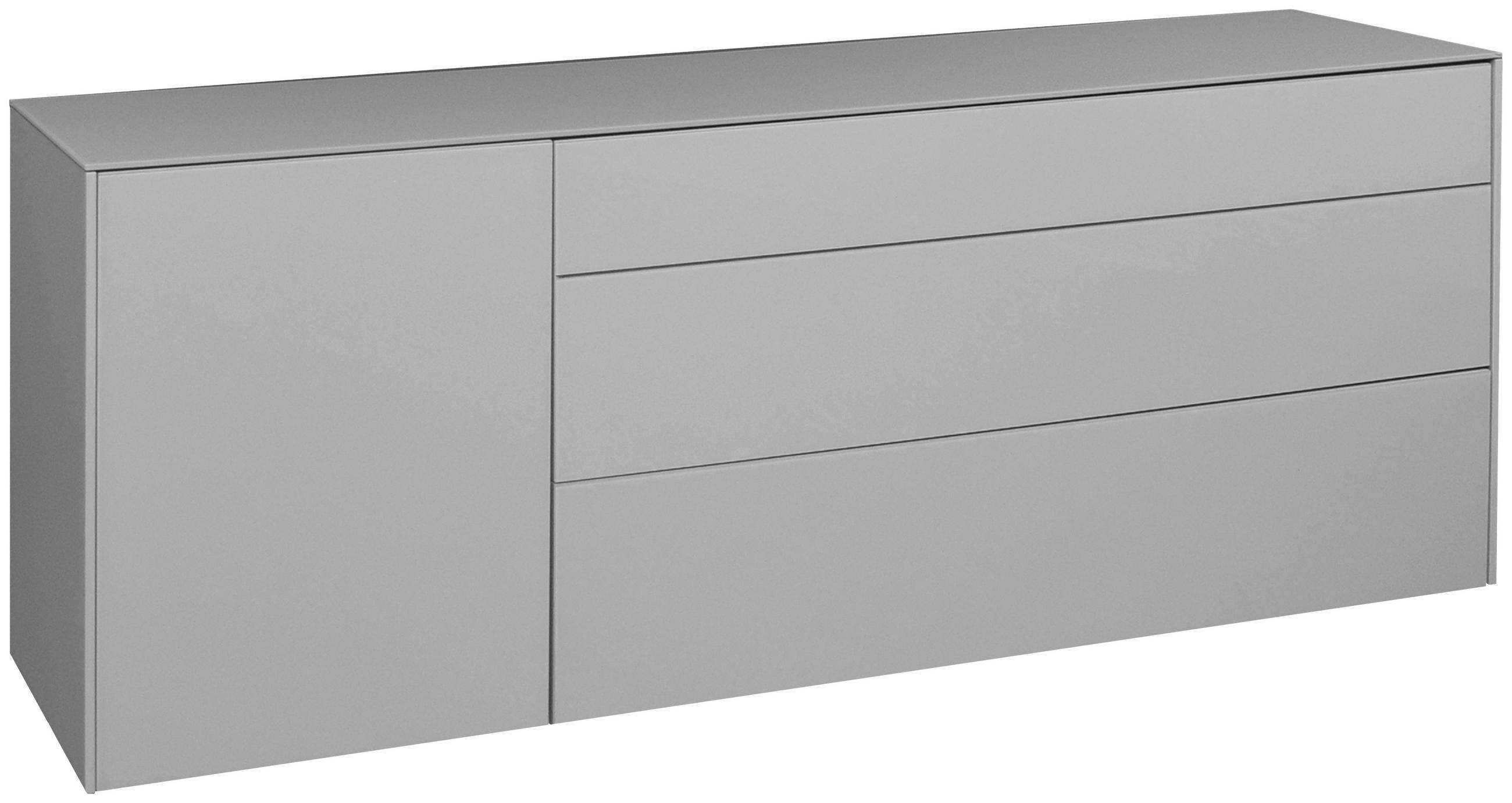 LOWBOARD Imola  in 169/63/42 cm  - Hellgrau/Schwarz, Design, Glas/Holzwerkstoff (169/63/42cm) - Novel